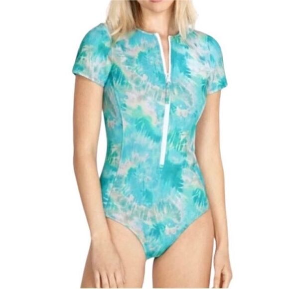 NWT Johnny Was turquoise neoprene one piece swimsuit size - Picture 1 of 5